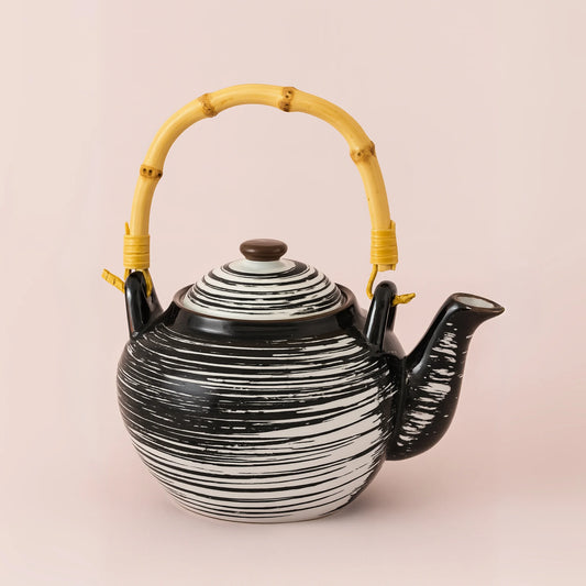 Zwart -witte keramische theepot - Anse Bambou