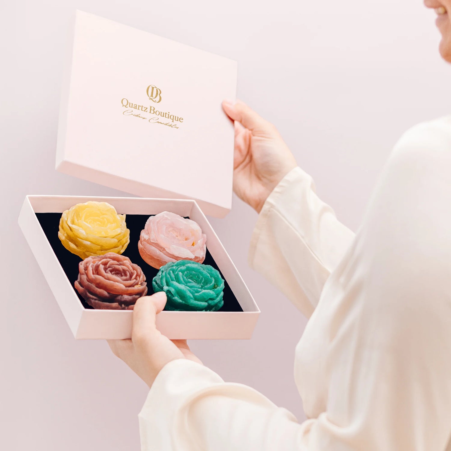 coffret de 4 rose comestible veganes et sans gluten
