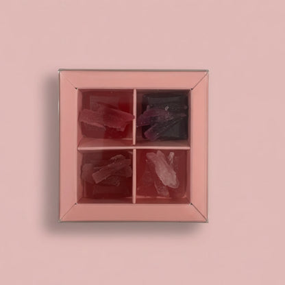 Mini Coffret de 4 cristaux comestibles aux Fruits Rouges
